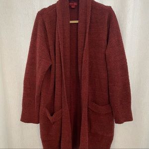 Barefoot Dreams Cozychic Maroon Cardigan Sweater